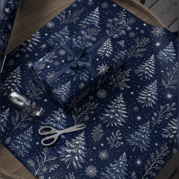 Wrapping Paper Snowy Pine Forest Gift Wrap for Holiday Gifting