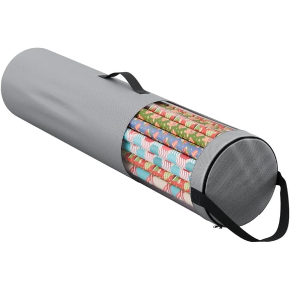 Wrapping Paper Storage Bag | Wrapping Paper Organizer Under Bed for Storing Multiple Rolls of Wrap, 42" Length Container Constructed of Durable 600D Oxford Material (Gray)