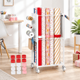 Wrapping Paper Storage Cart with 12 Silicone Slap Bands, Metal ...