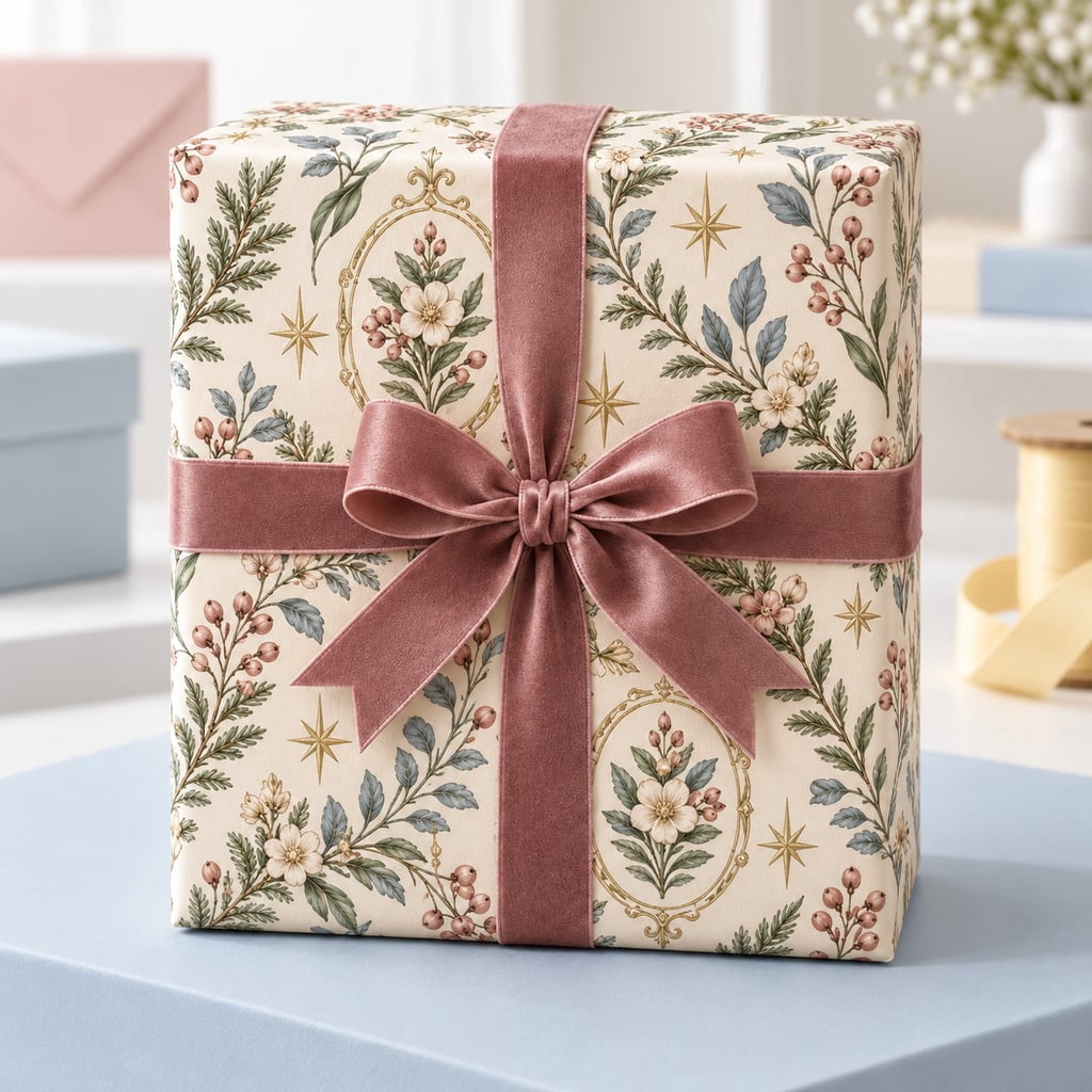 Wrapping Paper Victorian Rose Botanical, Gift Wrap for Christmas ...