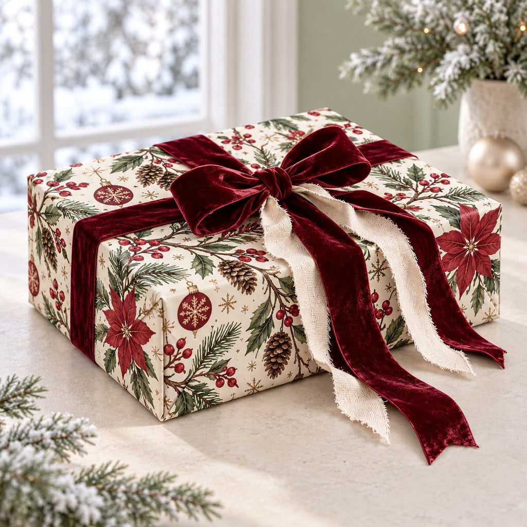Wrapping Paper Vintage Botanical Design Paper Gift Wrap Holiday ...