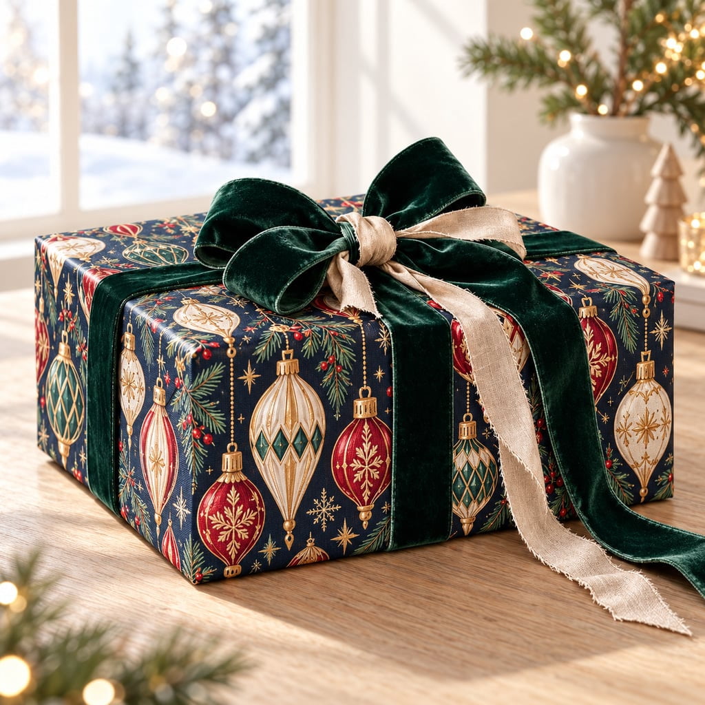 Wrapping Paper Vintage Christmas Ornament Design Paper Gift Wrap for ...