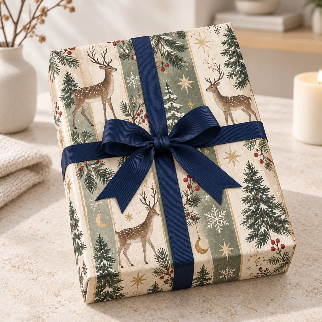 Wrapping Paper Woodland Deer Kraft Paper Gift Wrap Christmas - Walmart.com