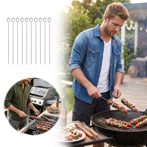 Wraps Turkey Lacers, Stainless Steel, Multi-Use Skewers For Meat And Poultry Trussing, Shish-K-Bobs, Crafting, And More, 14", Pack Of 10