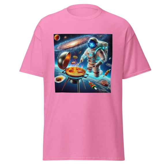 Wraptap Graphic Tees for Men and Women – Astronaut Barbecuing Cool Graphic Tee, Trendy Men and Women Graphic T-shirts (Azalea, XL)