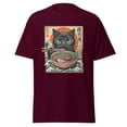 thumbnail image 1 of Wraptap Graphic Tees for Men and Women – Cat Ramen Japanese Funny Graphic Tee Shirts, Trendy Men and Women Graphic T-shirts (Maroon, S), 1 of 4