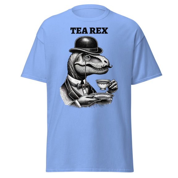 Wraptap Graphic Tees for Men and Women – Funny Tea Rex Graphic T-Shirt, Cool and Stylish Dinosaur-Themed Tees (Carolina Blue, L)
