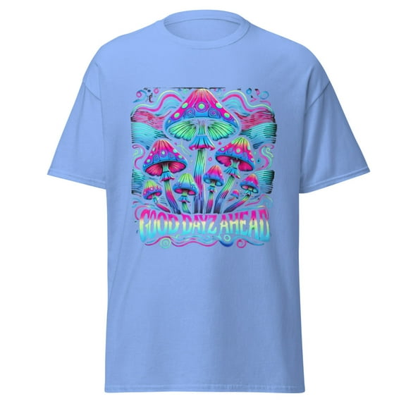 Wraptap Graphic Tees for Men and Women – Good Dayz Ahead Psychedelic Graphic Tee, Colorful Men and Women T-Shirts (Carolina Blue, L)