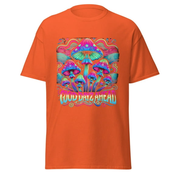Wraptap Graphic Tees for Men and Women – Good Dayz Ahead Psychedelic Graphic Tee, Colorful Men and Women T-Shirts (Orange, S)