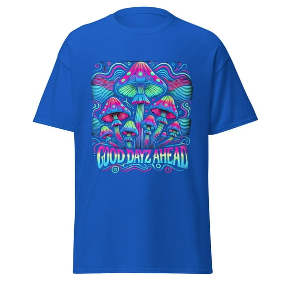 Wraptap Graphic Tees for Men and Women – Good Dayz Ahead Psychedelic Graphic Tee, Colorful Men and Women T-Shirts (Royal, 2XL)