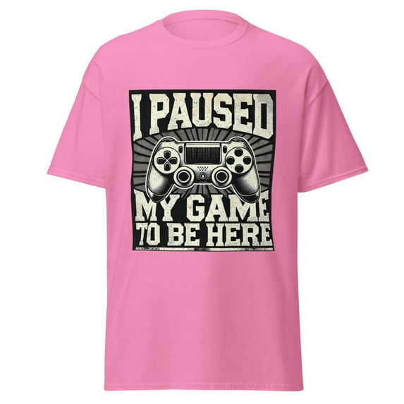 Wraptap Graphic Tees for Men and Women – Paused My Game Funny Gamer Tee, Trendy Men and Women Gaming T-Shirts (Azalea, M)