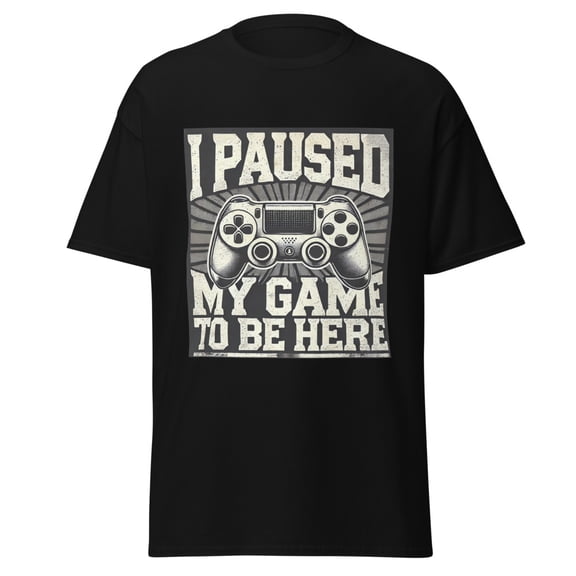 Wraptap Graphic Tees for Men and Women – Paused My Game Funny Gamer Tee, Trendy Men and Women Gaming T-Shirts (Black, M)