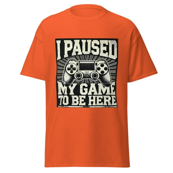 Wraptap Graphic Tees for Men and Women – Paused My Game Funny Gamer Tee, Trendy Men and Women Gaming T-Shirts (Orange, 3XL)