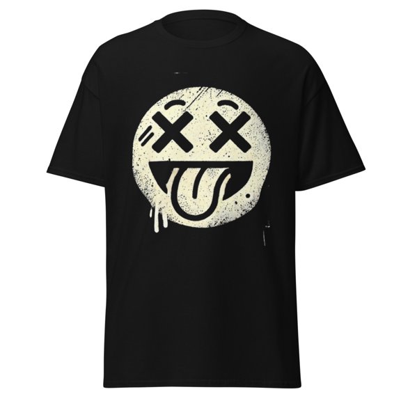 Wraptap Graphic Tees for Men and Women – Smile Face Fun Graphic Tee, Playful Men and Women T-shirts (Black, XL)
