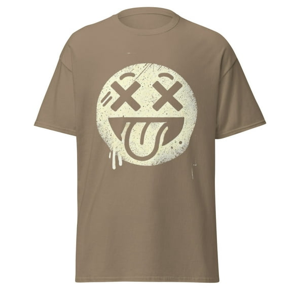 Wraptap Graphic Tees for Men and Women – Smile Face Fun Graphic Tee, Playful Men and Women T-shirts (Brown Savana, XL)