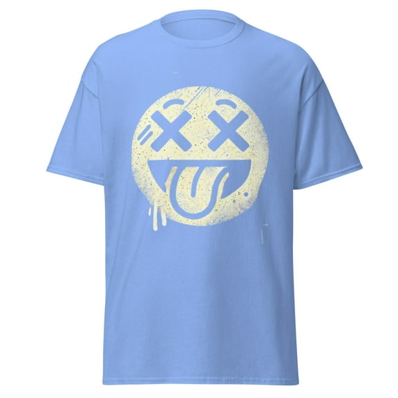 Wraptap Graphic Tees for Men and Women – Smile Face Fun Graphic Tee, Playful Men and Women T-shirts (Carolina Blue, 2XL)