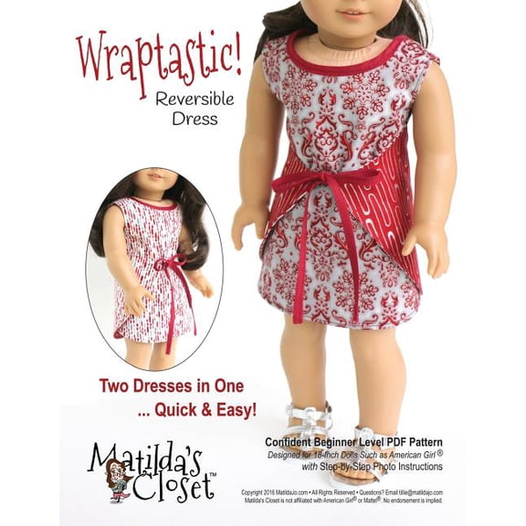 Wraptastic! Reversible Dress: Confident Beginner-Level Sewing Pattern for 18-inch Dolls (Paperback) by Kristin Rutten