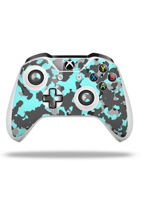 WraptorSkinz Decal Skin Wrap Set works with 2016 and newer XBOX One S / X Controller WraptorCamo Old School Camouflage Camo Neon Teal (CONTROLLER NOT INCLUDED)