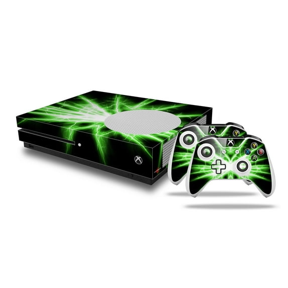 WraptorSkinz Decal Skin Wrap Set works with 2016 XBOX One S Console and 2 Controllers Lightning Green
