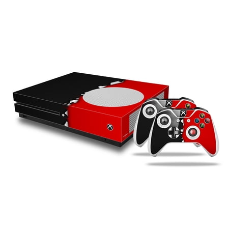 WraptorSkinz Decal Skin Wrap Set works with 2016 XBOX One S Console and 2 Controllers Ripped Colors Black Red