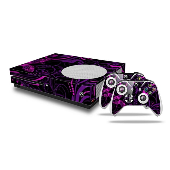 WraptorSkinz Decal Skin Wrap Set works with 2016 XBOX One S Console and 2 Controllers Twisted Garden Purple and Hot Pink