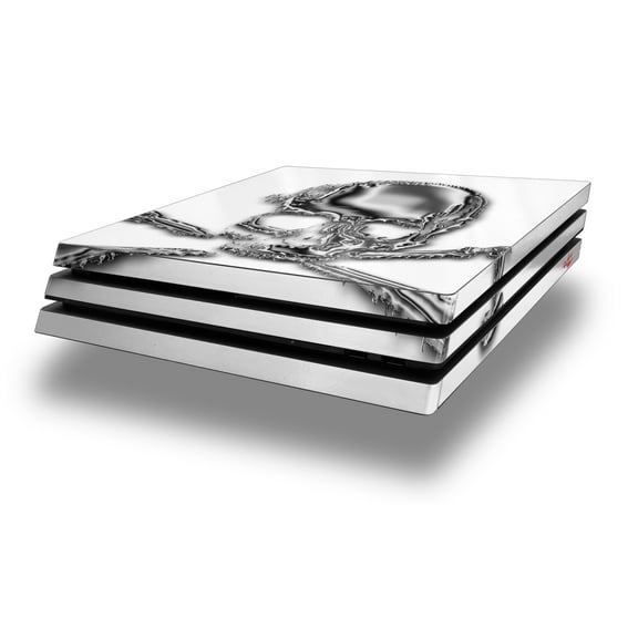 WraptorSkinz PS4 Pro Skin Wrap Chrome Skull on White - Decal Style Skin fits Sony PlayStation 4 Pro Console