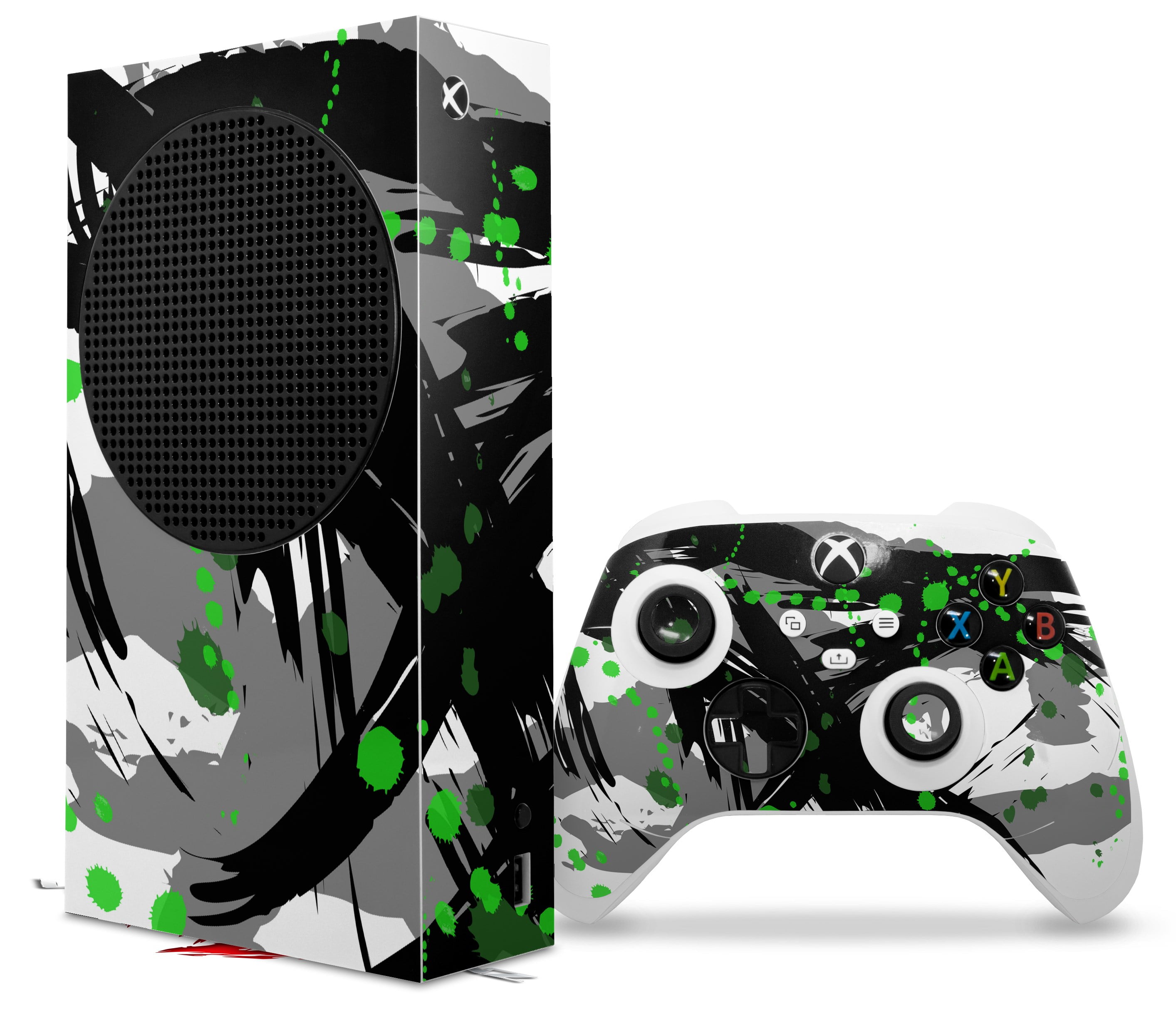 WraptorSkinz Skin Wrap compatible with the 2020 XBOX Series S Console and  Controller Abstract 02 Green (XBOX NOT INCLUDED)