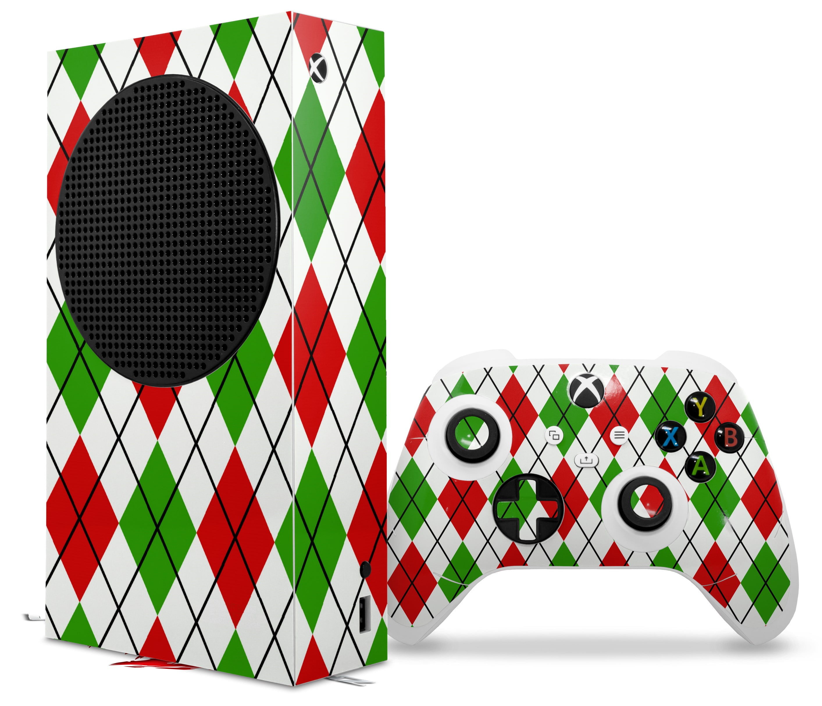 WraptorSkinz Skin Wrap compatible with the 2020 XBOX Series S Console and  Controller Argyle Red and Green (XBOX NOT INCLUDED)