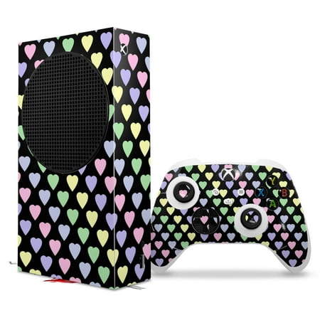 WraptorSkinz Skin Wrap compatible with the 2020 XBOX Series S Console and Controller Pastel Hearts on Black (XBOX NOT INCLUDED)