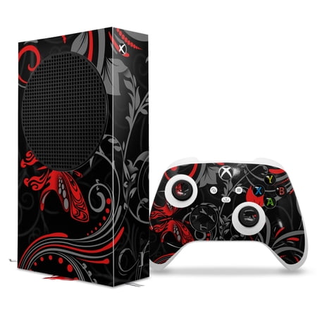 WraptorSkinz Skin Wrap compatible with the 2020 XBOX Series S Console and Controller Twisted Garden Gray and Red (XBOX NOT INCLUDED)