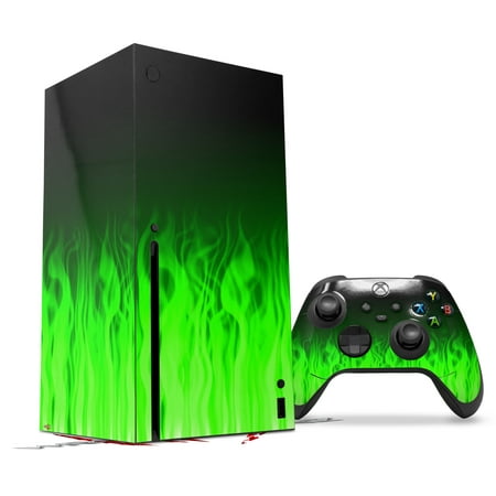WraptorSkinz Skin Wrap compatible with the 2020 XBOX Series X Console and Controller Fire Green (XBOX NOT INCLUDED)