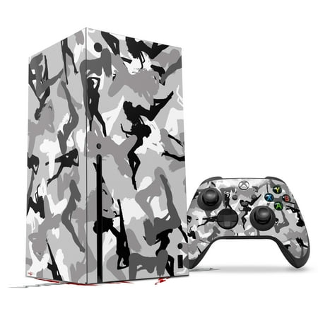 WraptorSkinz Skin Wrap compatible with the 2020 XBOX Series X Console and Controller Sexy Girl Silhouette Camo Gray (XBOX NOT INCLUDED)