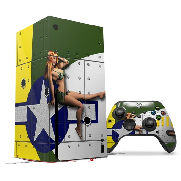 WraptorSkinz Skin Wrap compatible with the 2020 XBOX Series X Console and Controller WWII Bomber War Plane Pin Up Girl (XBOX NOT INCLUDED)