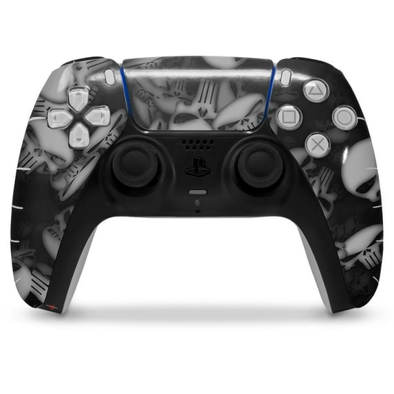 WraptorSkinz Skin Wrap compatible with the Sony PS5 DualSense Controller Skulls Confetti White (CONTROLLER NOT INCLUDED)