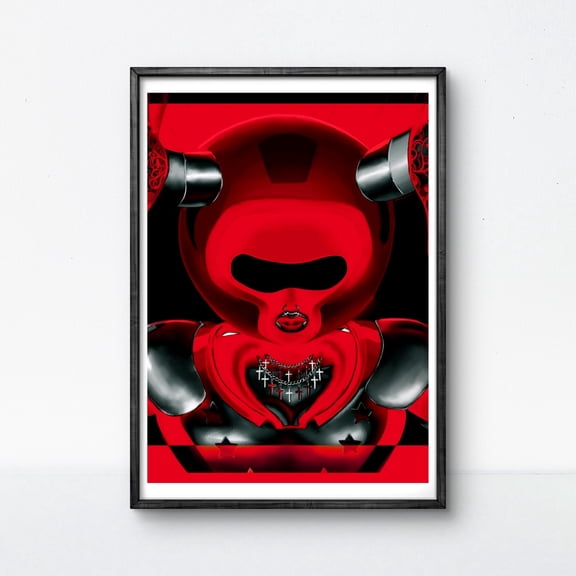 Wrath Poster Rage Sin Wall Artseven Sins Decor Red Fury Portrait Gothic Anger Print Dark Emotion Artwork Sinful Power Art , Poster Only