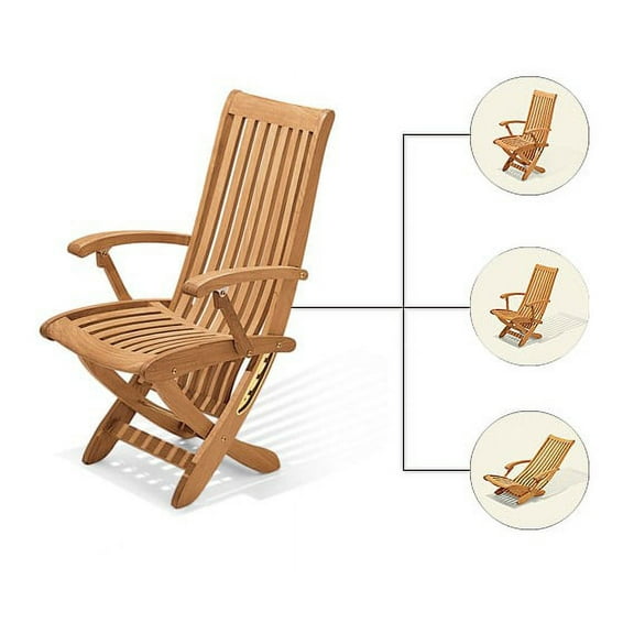 Wraw Reclining Arm / Captain Warwick Solo / Single Dining Chair Outdoor Patio Grade-A Teak Wood WholesaleTeak #WMDCARWR