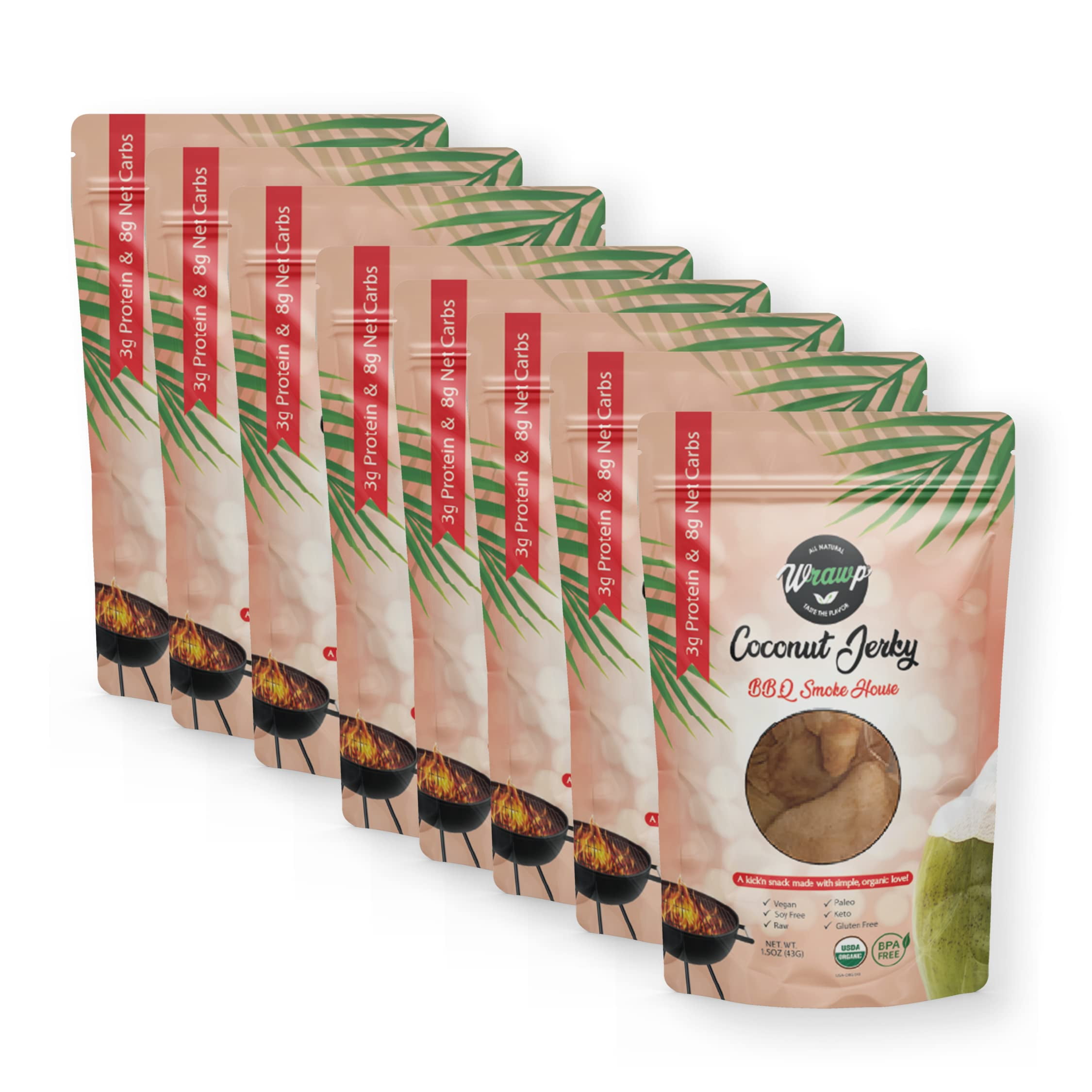 Wrawp Coconut Jerky 100 Plant Based Vegan and Raw Coconut Meat Jerky