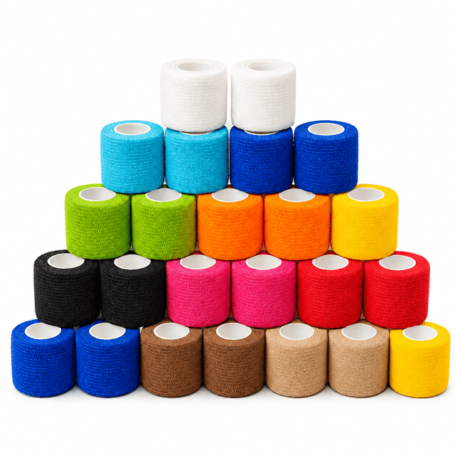 Wraxo Self Adhesive Athletic Tape Bandage Wrap, 24 Pack, Rainbow Colors ...