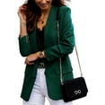 thumbnail image 1 of Wrcnote Ladies Solid Color Long Sleeve Coat Plain Office Suit Neck Outwear Open Front Blazers Green S, 1 of 4