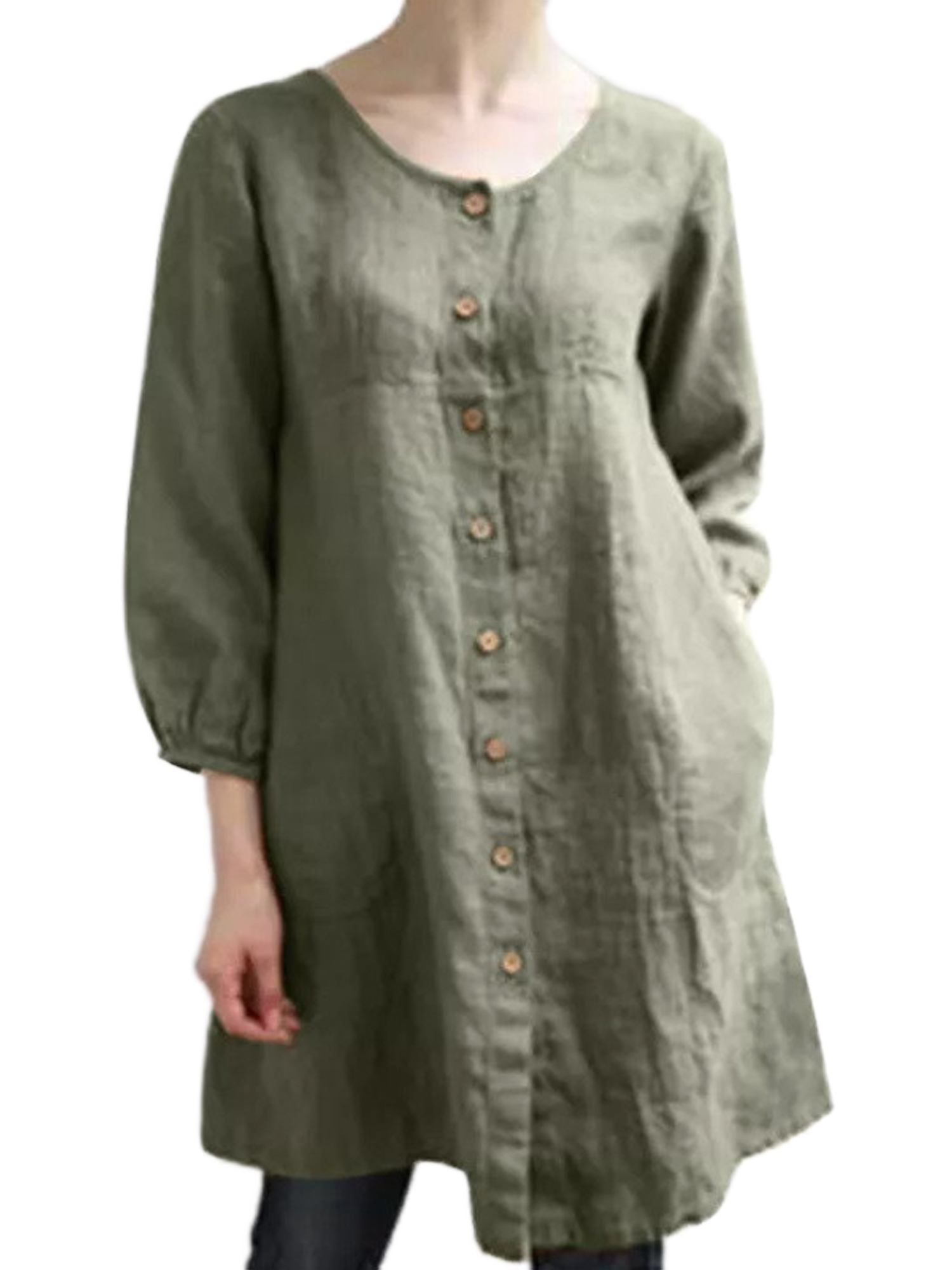 Wrcnote Ladies Tops 3/4 Sleeve Shirts Crew Neck Blouse Office Casual