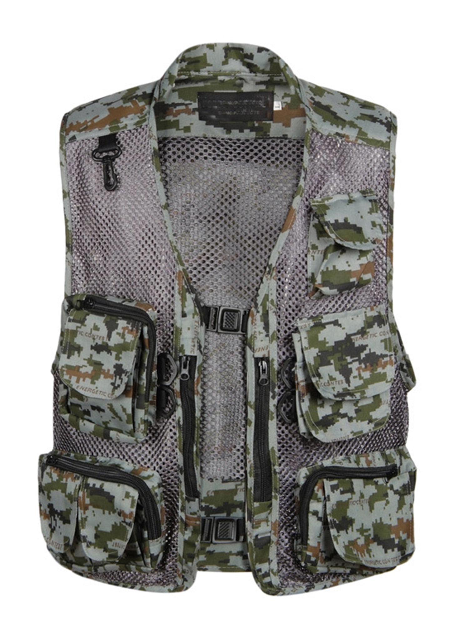 Wrcnote Men Sleeveless Camouflage Print Outdoor Vest Fishing Removable  Cargo Jacket With Multiple Pockets Utility Vests Desert-A M 