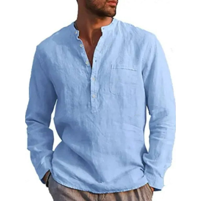 Plain sky blue color long sleeves shirt for men