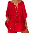 thumbnail image 1 of Wrcnote Summer Holiday Tunic Dress for Womens Cutout Sexy V Neck Tshirt Dress Beach Coverup Top Dress, 1 of 3