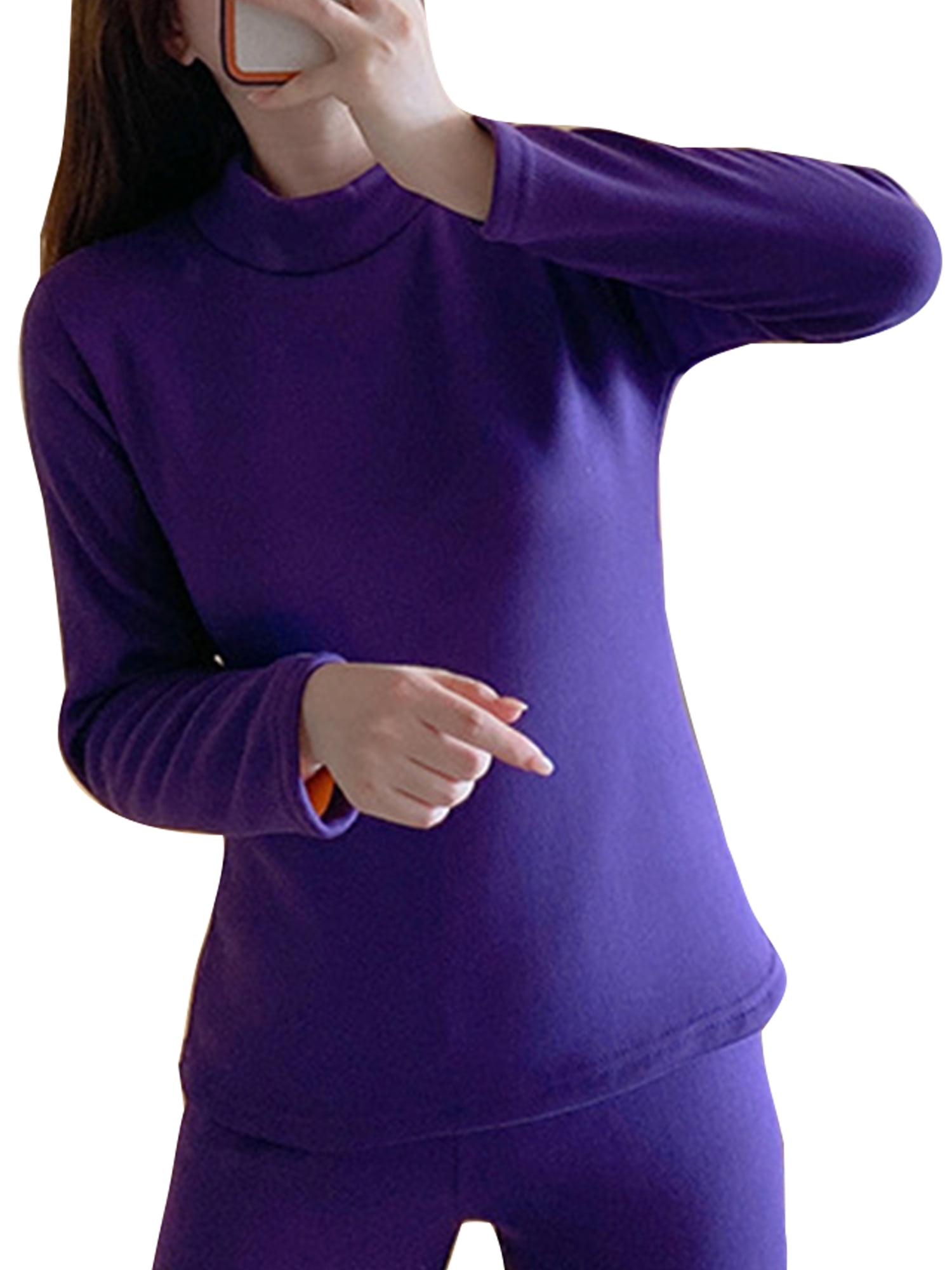Wrcnote Women Long Sleeve Turtleneck Thermal Tops Basic Travel Stretchy