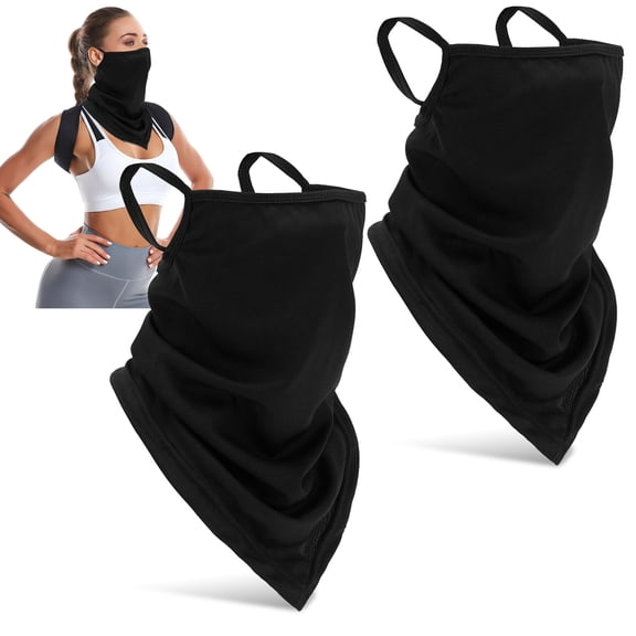 Wrea 2-Pack Scarf Style Face Mask with Ear Loops - Unisex Balaclava Windproof Motorcycle Mask, Breathable Dust Protection Neck Gaiter for Cycling Skiing Outdoor Activities