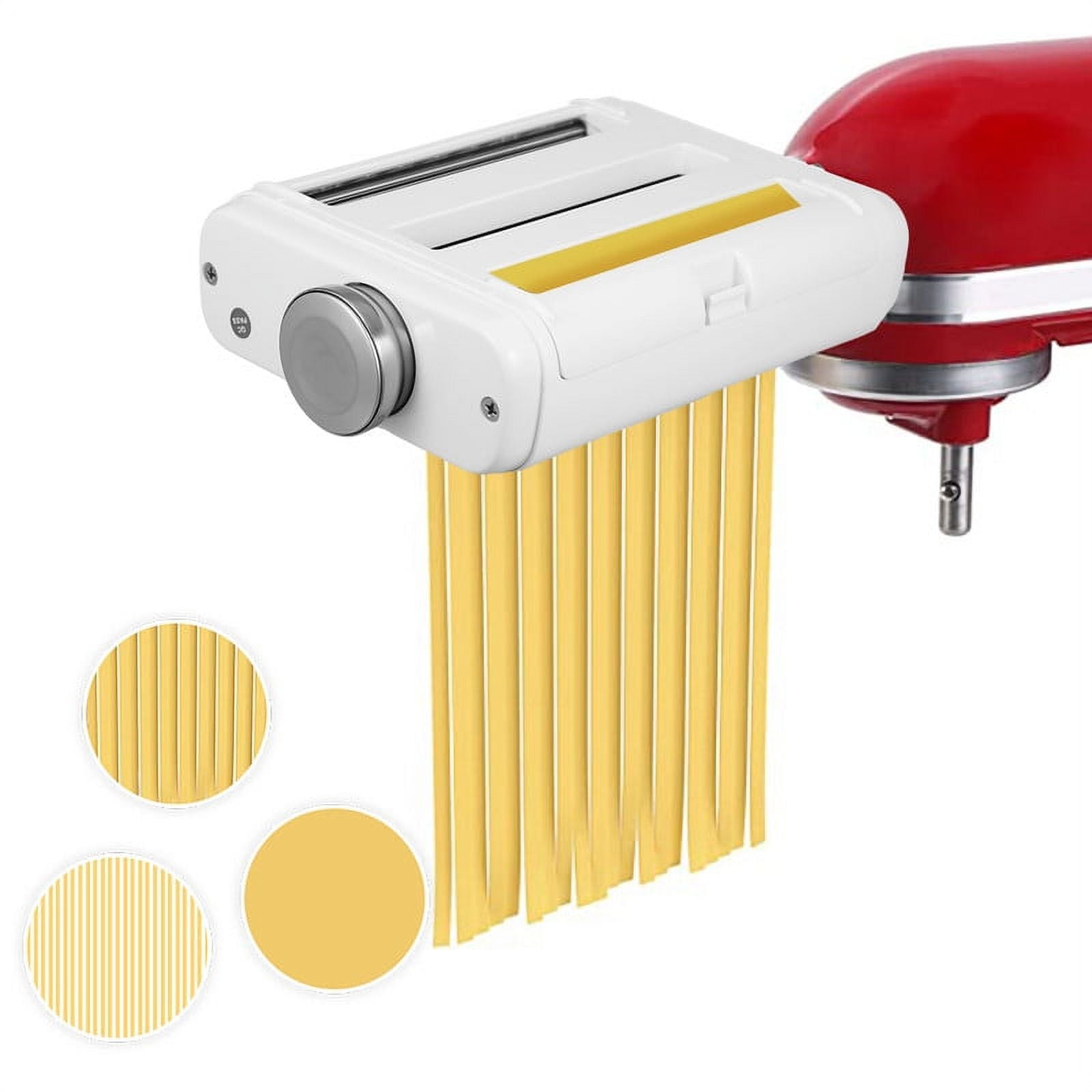 White and Stainless Steel 3-in-1 Pasta Maker Attachment for KitchenAid