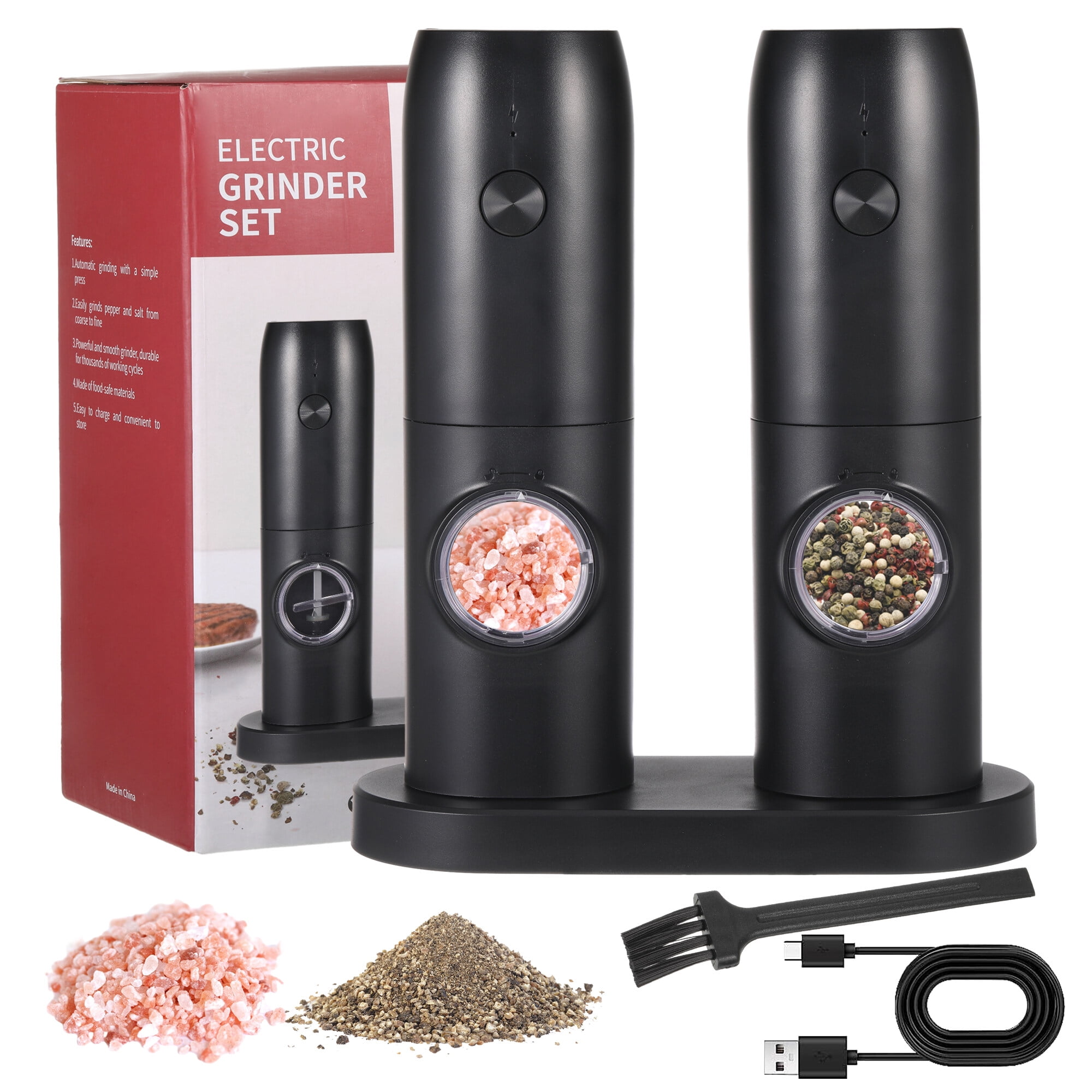 Wrea Electric Salt And Pepper Grinder Set, Automatic Pepper Mill