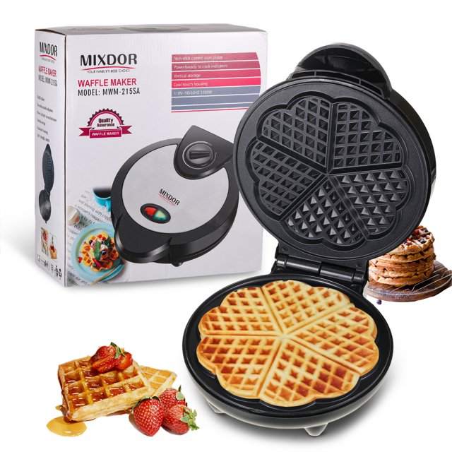 Wrea Heart Waffle Maker, 5 Belgian Waffle Iron, Adjustable Browning