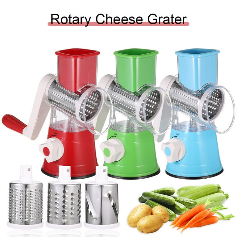 Clearance Sale!!! Handheld Rotary Cheese Grater, Vegetable Mandoline Slicer  Easy Cleaning, Kitchen Cheese Grater Shredder With 3 Stainless Blader