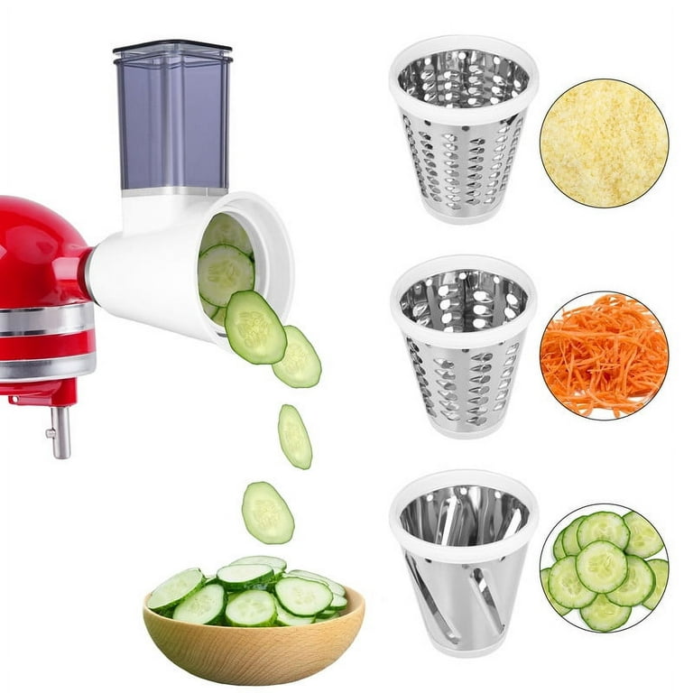 Dishwasher Safe stainless Steel Slicer/Shredder Attachment for KitchenAid  Stand Mixer, Salad Machine with Vegetable Slicer